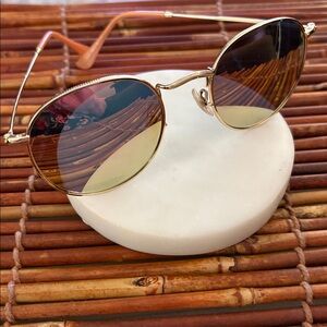 Stylish Gold and Brown Sunglasses Pink Mirrored